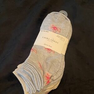 Laura Ashley Soft Gray and Pink Socks - 10 Pack